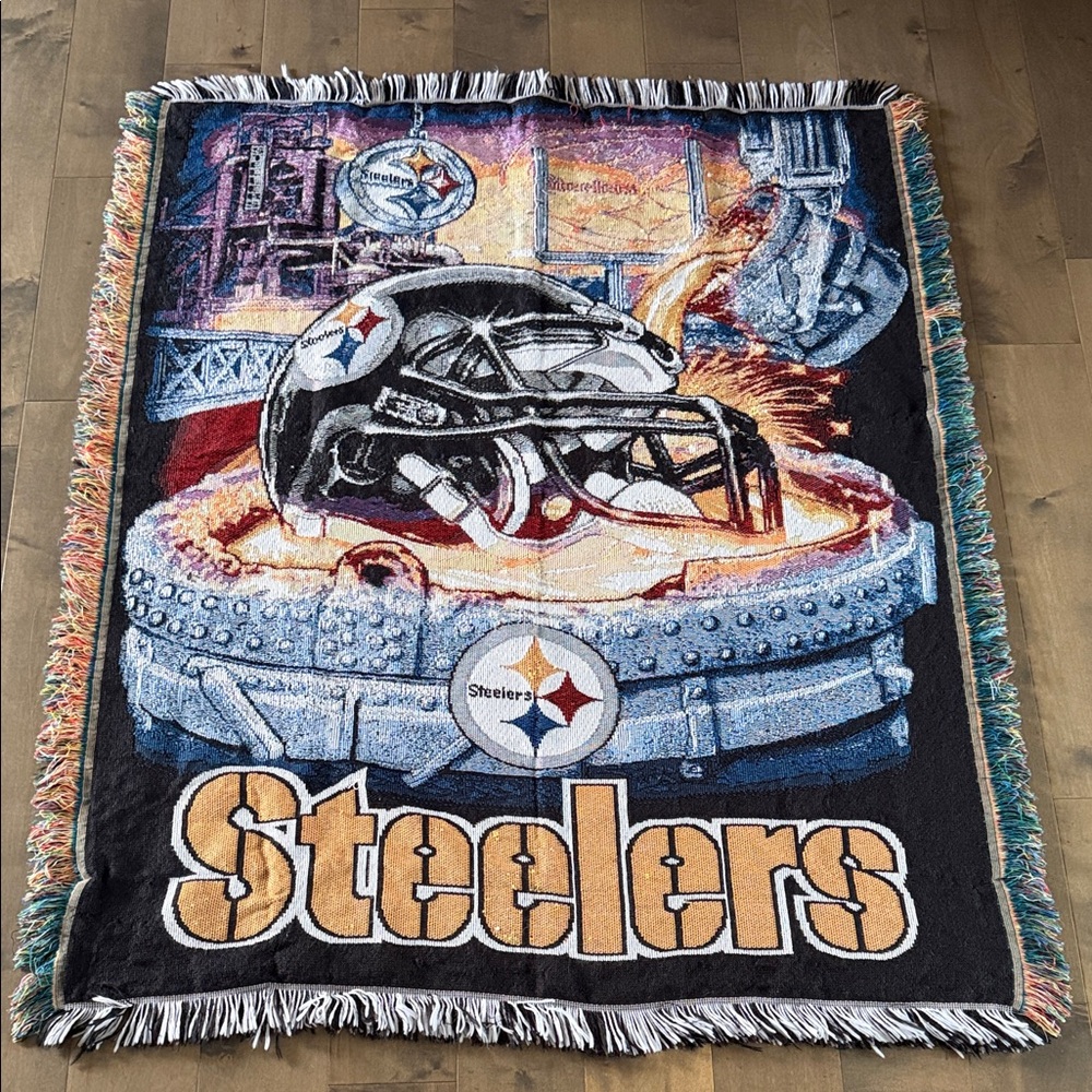 Vintage Pittsburgh Steelers NFL Woven Tapestry Throw Blanket